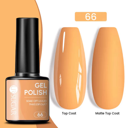 7Ml Champagne Gold Sequins Gel Nail Polish Bright Sparkling Glitter French Semi Permanent Nail Painting UV Gel