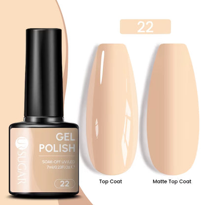 7Ml Champagne Gold Sequins Gel Nail Polish Bright Sparkling Glitter French Semi Permanent Nail Painting UV Gel