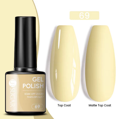 7Ml Champagne Gold Sequins Gel Nail Polish Bright Sparkling Glitter French Semi Permanent Nail Painting UV Gel