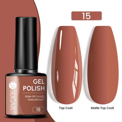 7Ml Champagne Gold Sequins Gel Nail Polish Bright Sparkling Glitter French Semi Permanent Nail Painting UV Gel