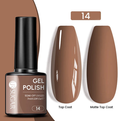 7Ml Champagne Gold Sequins Gel Nail Polish Bright Sparkling Glitter French Semi Permanent Nail Painting UV Gel