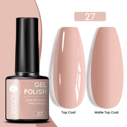 7Ml Champagne Gold Sequins Gel Nail Polish Bright Sparkling Glitter French Semi Permanent Nail Painting UV Gel